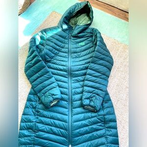 Long Helly Hansen down jacket, size medium